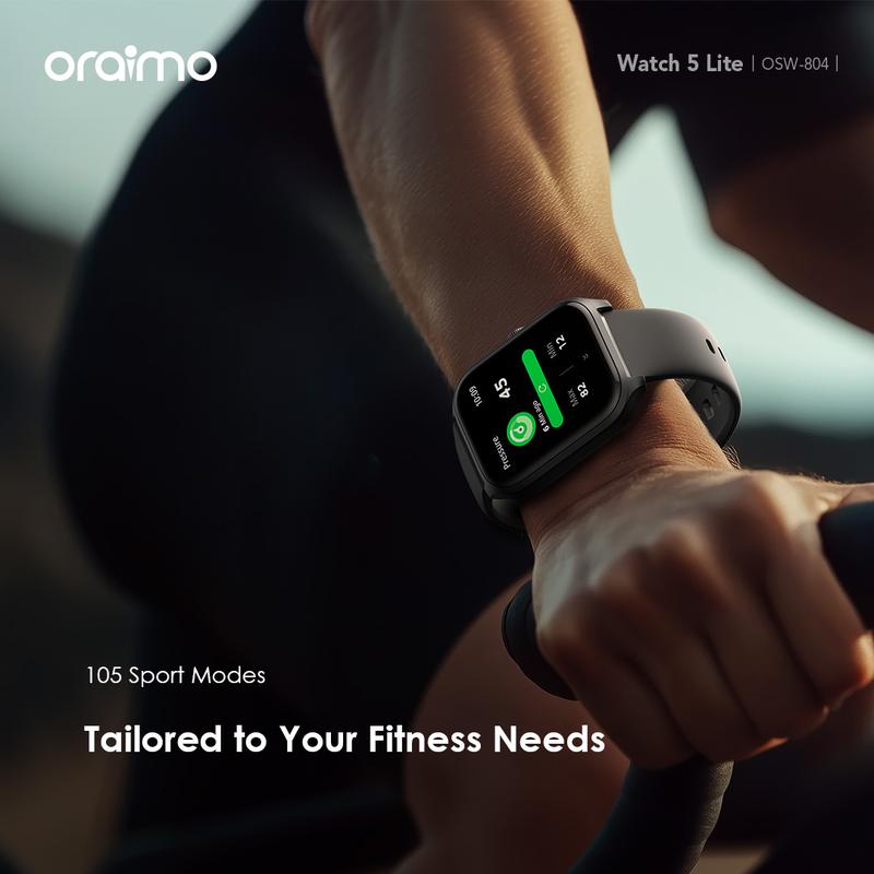 [Exclusive JOERDY] oraimo Watch 5 Lite Smartwatch [OSW-804] Layar 2.01'' Bluetooth Tahan Lama Tahan Air Debu Layar Monitor Amoled 100+ Mode Olahraga Large Screen Wireless Call Long Battery Life IP68 Waterproof 7