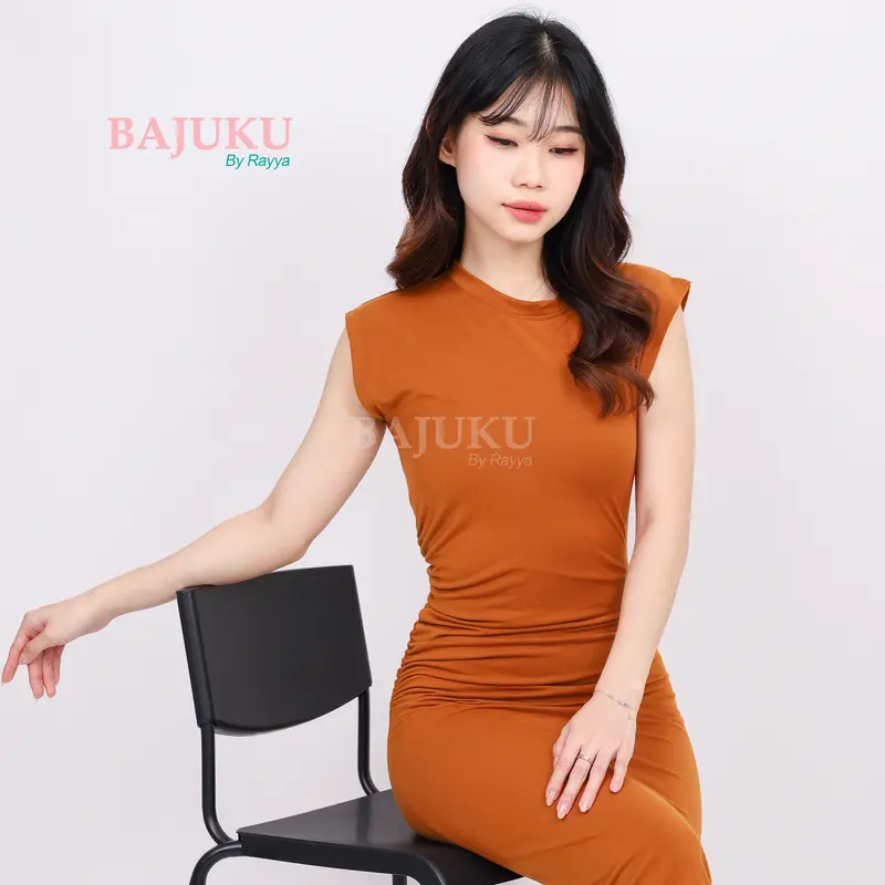 Dress Bodycon Azalea - Vista Terry Spandex - Anti Melar - Midi Dress Wanita - Simple Nyaman Fit 3