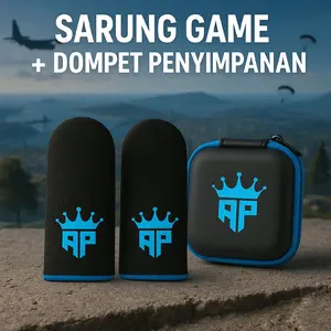 AP KING ANDRA ST Sarung jempol game + Dompet penyimpanan murah untuk main game logo AP king Gamepad dan game android motif warna Biru
