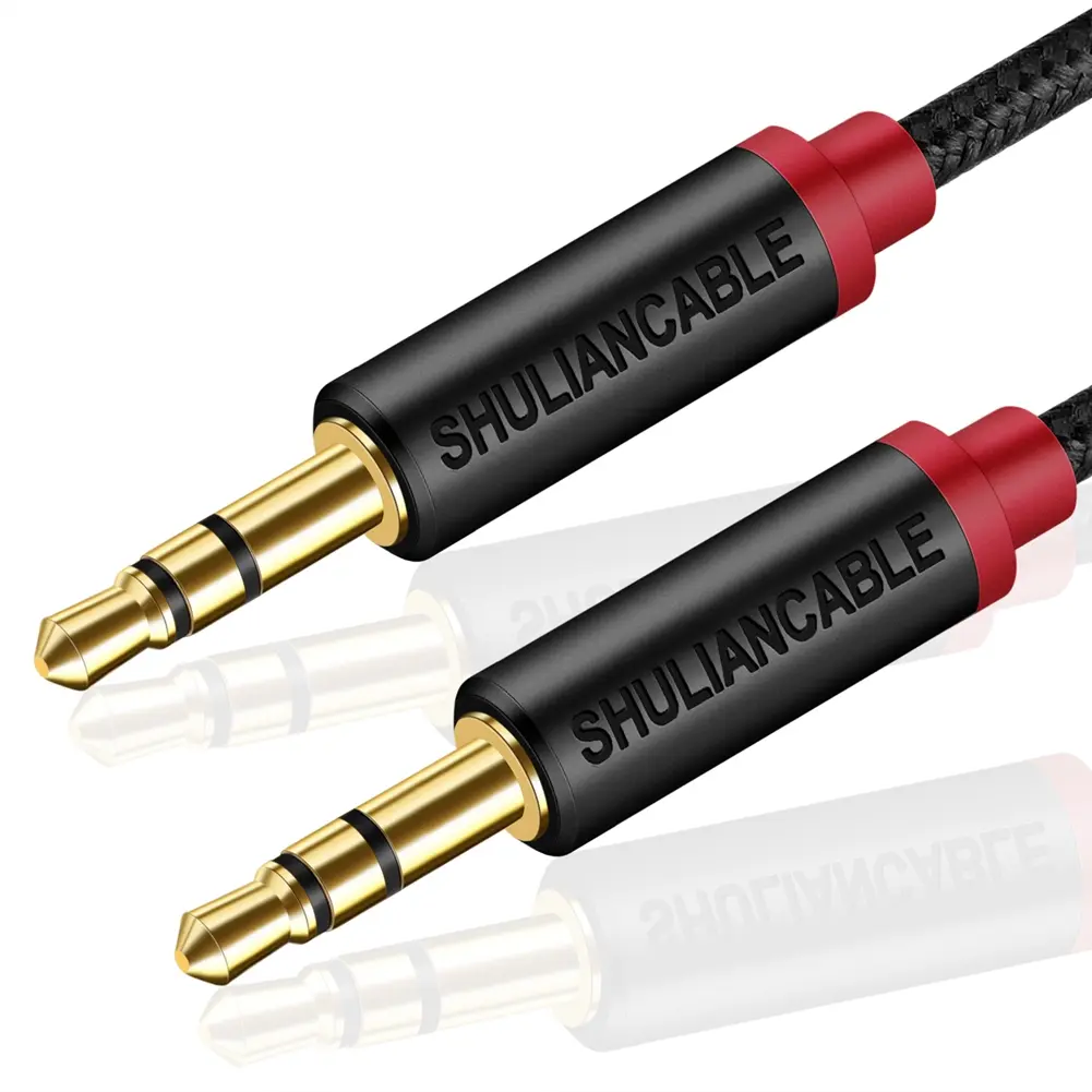 Kabel Aux Jalinan Nilon, SHULIANCABLE, 3.5mm, Bunyi Hi-Fi, Penyesuai Input Tambahan Audio, Kord Lelaki ke Lelaki, Sesuai untuk Fon Kepala, Kereta, Stereos Rumah, Pembesar Suara, iPhone, iPad, iPod