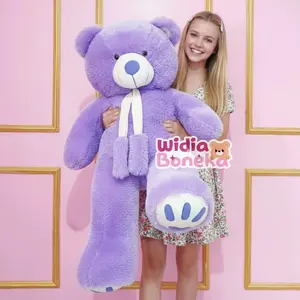 Boneka Jumbo Teddy Bear Telapak Syal 1,2 M Ungu Plastik RASFUR Bisa Dicuci Kado Dacron Aman Nyaman Dipeluk