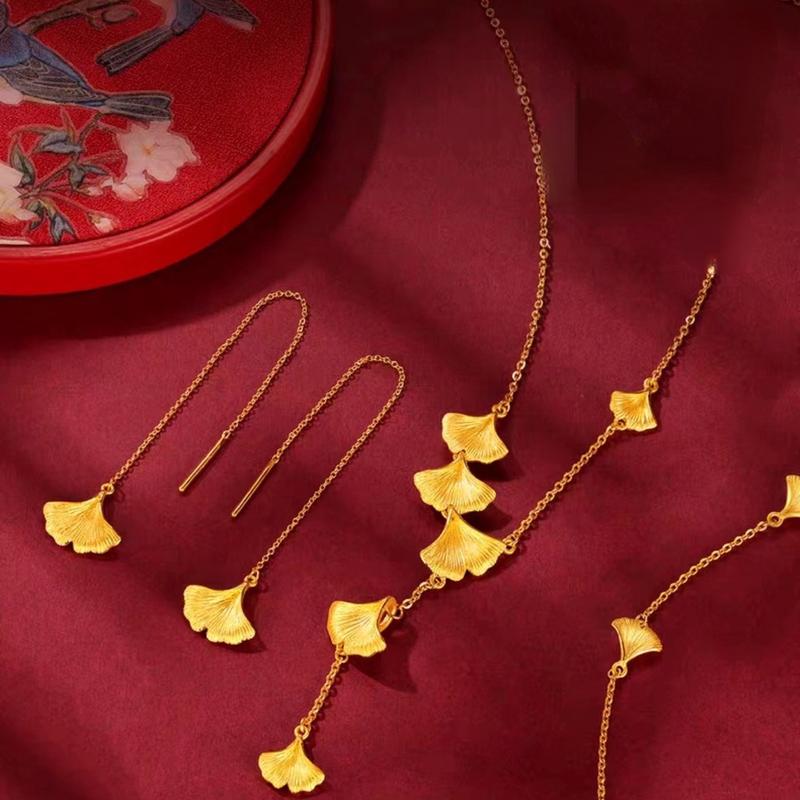 Product Introduction of SS24 Brass Gilding Necklace Bracelet Ring Women's Set 14