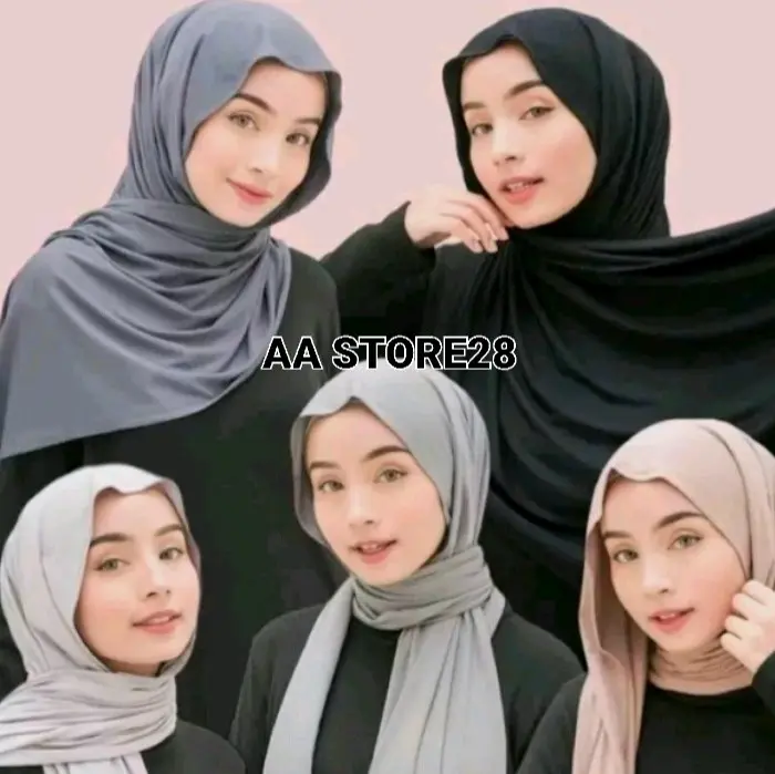 Pashmina Kaos Bahan Jersey Warna Hitam Pashmina Kaos Pashmina