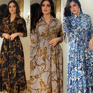 Women's fashion plus-size stylish French elegant dress Southeast Asian street fashion retro Middle Eastern clothing multi-color