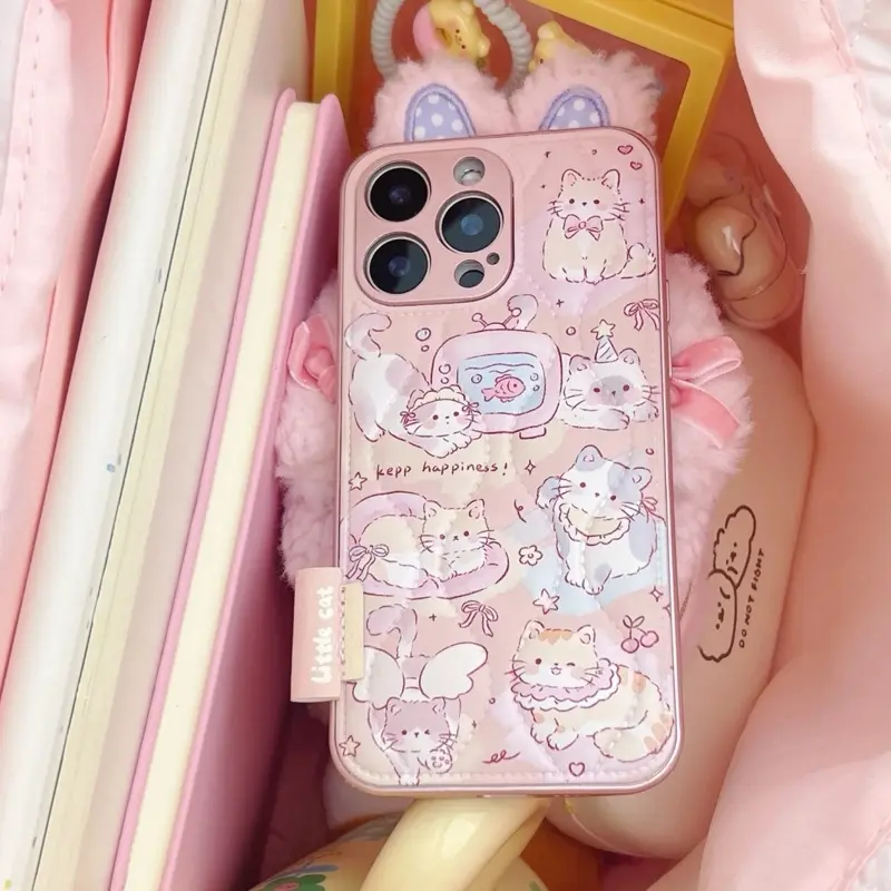 JELLOCASE Playful Kitten Pink Protective Case Full Premium Case for 11-16 Pro Max 1