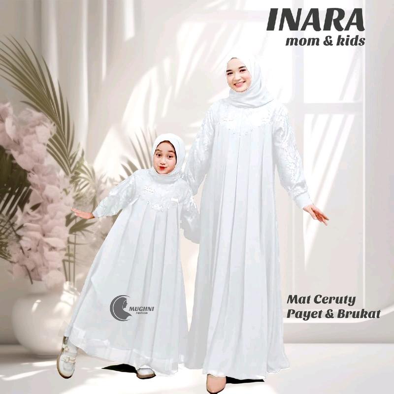 Inara (Satuan) Set Gamis Anak Perempuan Warna Putih Bisa Couple Lebaran ...