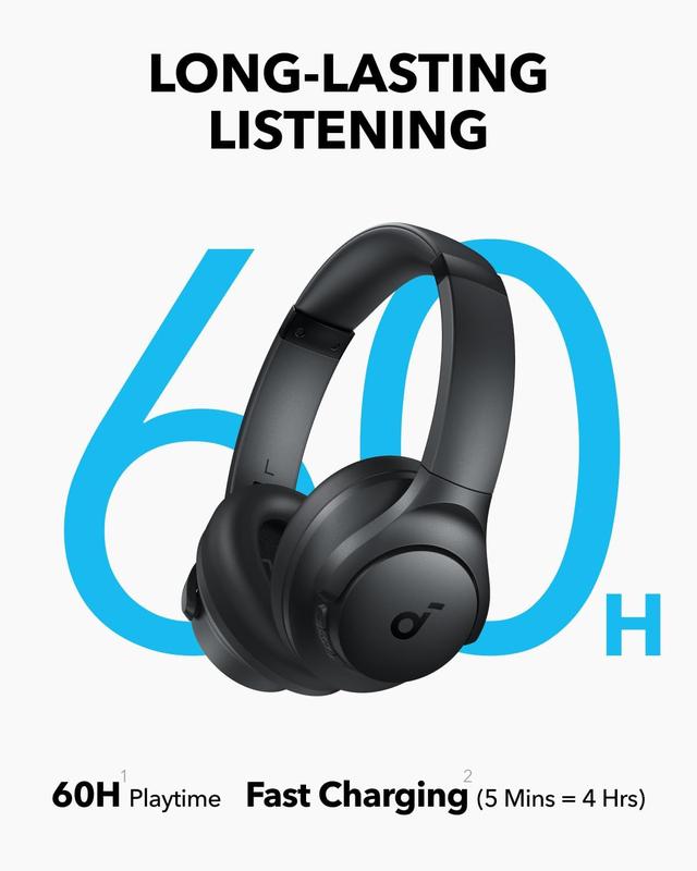 [soundcore-Anker] Tai nghe Bluetooth không dây, Soundcore - Anker Q11i A3005, Tai nghe qua tai, Âm trầm sâu, Thời gian chơi 60H, Âm thanh độ phân giải cao, Đệm tai Có Thể Tháo Rời Kết nối đa điểm 3