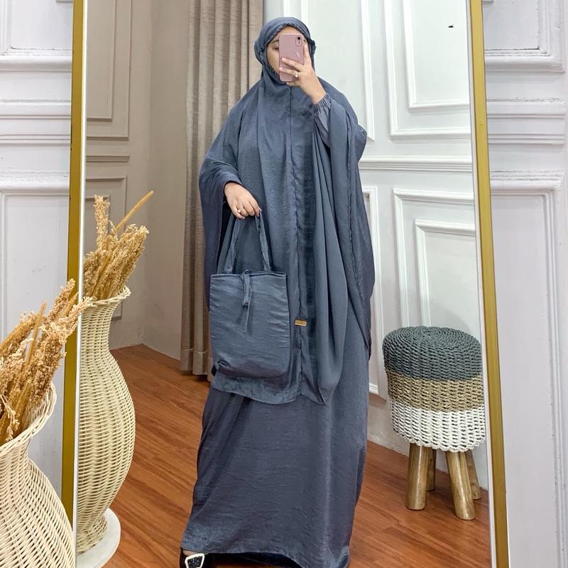 Aisyah mukena santorini silk set tas mukena hari raya terbaru 2
