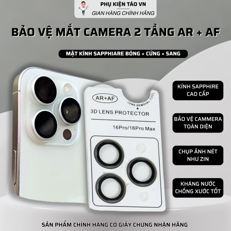 Bảo Vệ Mắt Camera 2 Tầng AR+AF ( ANTI-FOG ) V2 Phủ Sapphire Siêu Trong Suốt - Chống Trầy - Chống Va Đập - Có Đầu Tháo Cam dành cho điện thoại iphone