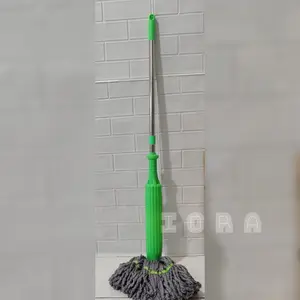 Pel Putar Twist Mop Otomatis + Kain Microfiber | Pel Lantai Serap Tinggi Gagang Hijau