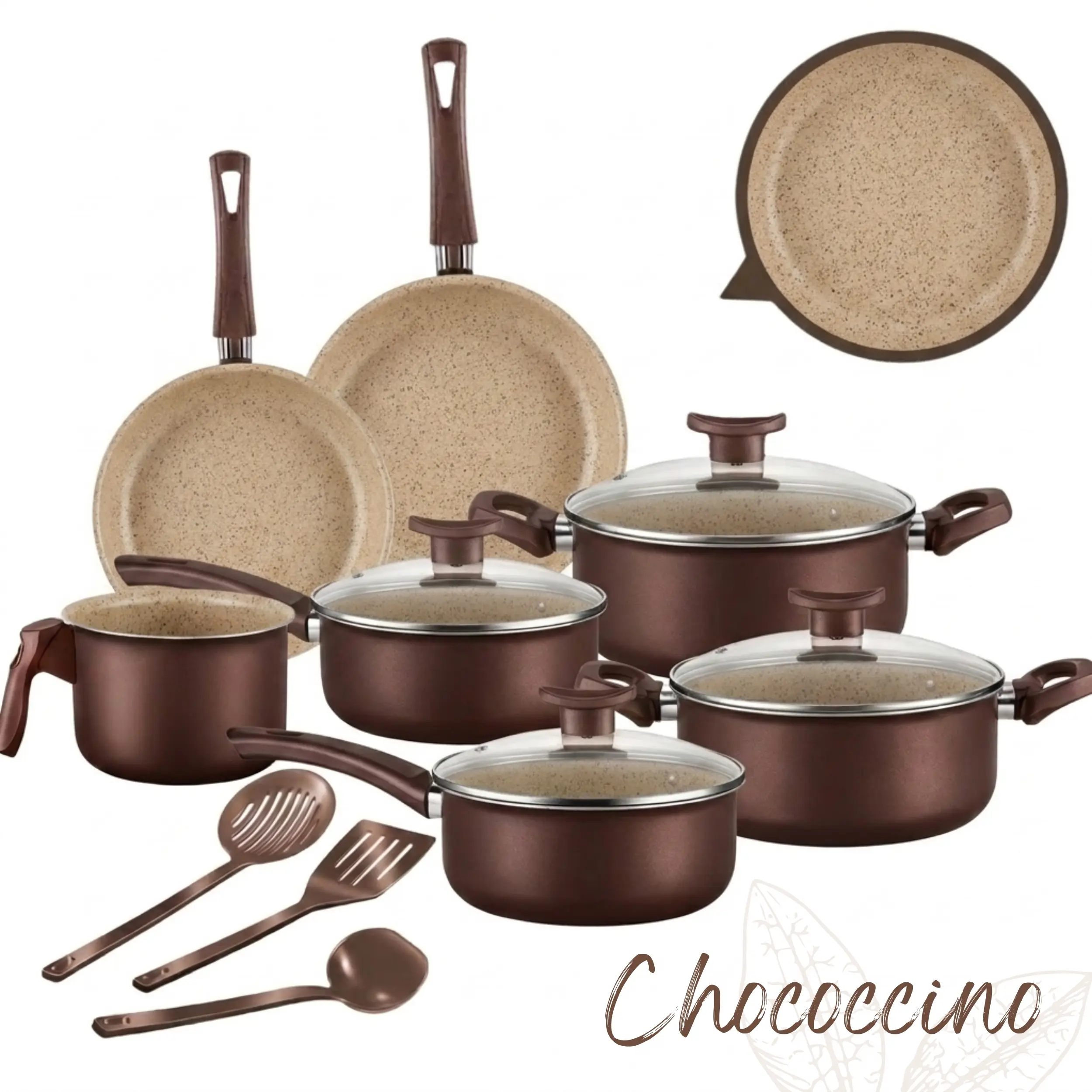 Jogo de Panelas 10 Peças Antiaderente com Tampa de Vidro Temperado Bianco Vanilla Varias Cores Conjunto Kit Teflon D'italia Cozinha Completa - 3