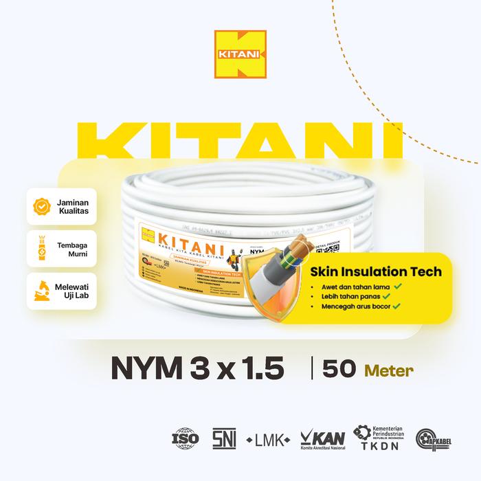 Gambar KITANI - NYM 3x1.5 mm² - 50 Meter -  Kabel Listrik Tembaga Kawat dari Kitani Official Store Kab. Tangerang Tokopedia