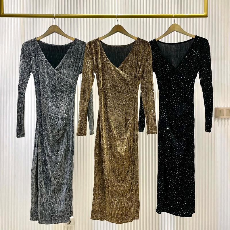 Dress Blink Blink motek Glittery panjang mewah long dress pesta full motek Formal Wanita 2