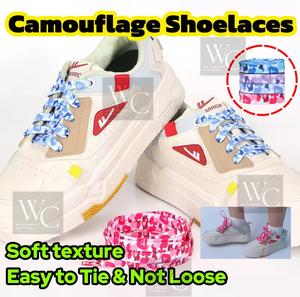 Tali Kasut Tebal Warna Berongga Berwarna-warni Panjang Kasut Kasual Sukan Kulit Kreatif 1 Pair Camouflage Print Fashion Shoelaces Sneakers Trend Creative Multicolor Sports Flat Outdoor Casual Colorful Hiking Adjustable Reinforced Accessories Flat Canvas