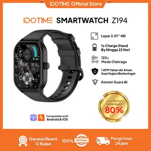 【COD】 New Launch IDOTIME Smartwatch pria wanita Z194  (HITAM ) Hp Jam Tangan Pintar  Bluetooth Call Health Management 1ATM Waterproof 123+ Sport Modes AI Voice Assistant Stong Battery khusus wanita