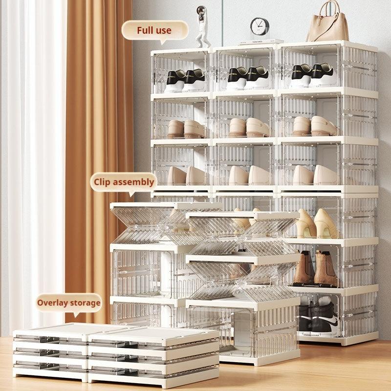 Transparent Foldable Shoe Rack 9 Layers Folding Shoe Cabinet - TikTok ...