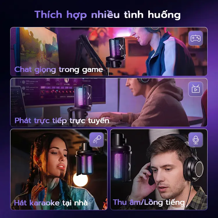 Xpanse Z1 mic thu âm lọc tiếng ồn RGB, micro gaming USB Type-C, chống ồn 1 chạm, cardioid, 24Bit/192kHz, livestreamPC PS5 | BigBuy360 - bigbuy360.vn