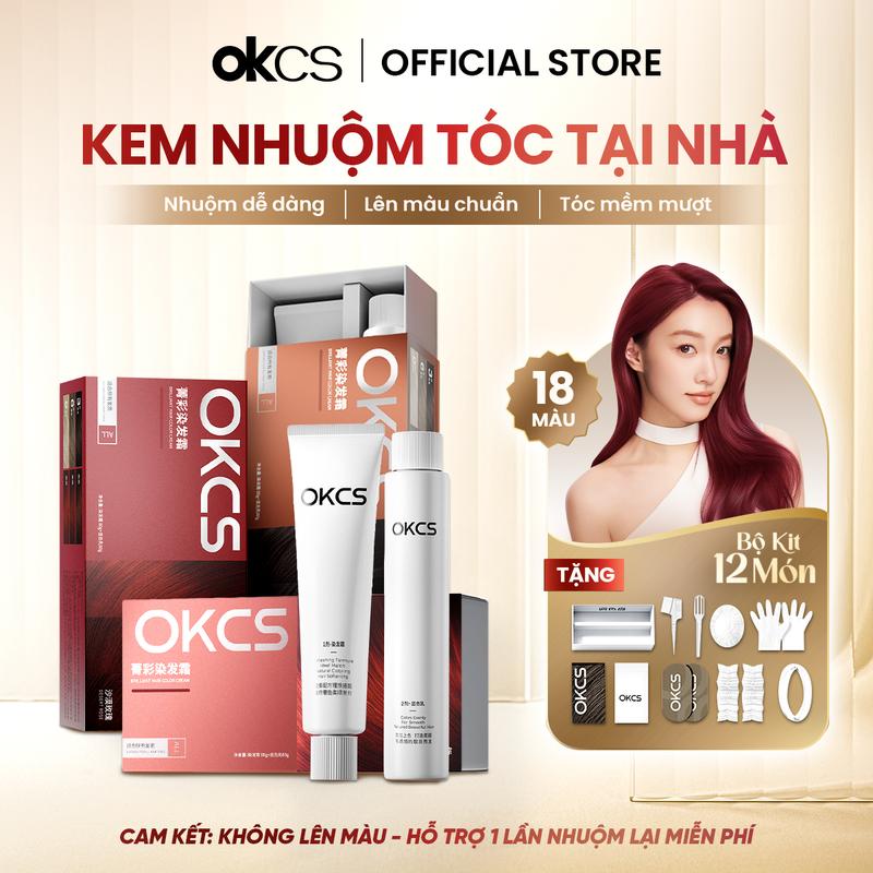 OKCS Kem Nhuộm Tóc Thảo Dược An Toàn Cho Tóc Và Da Đầu Công Thức Ít Amoniac Giữ…