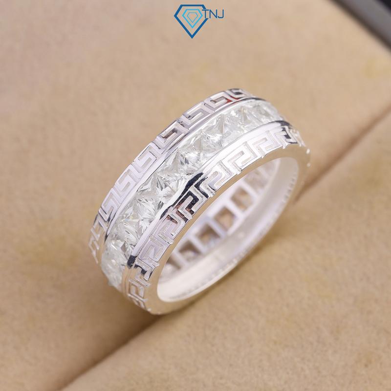 Nhẫn bạc nam tròn đính đá vuông hàng giữa cá tính NNA0827