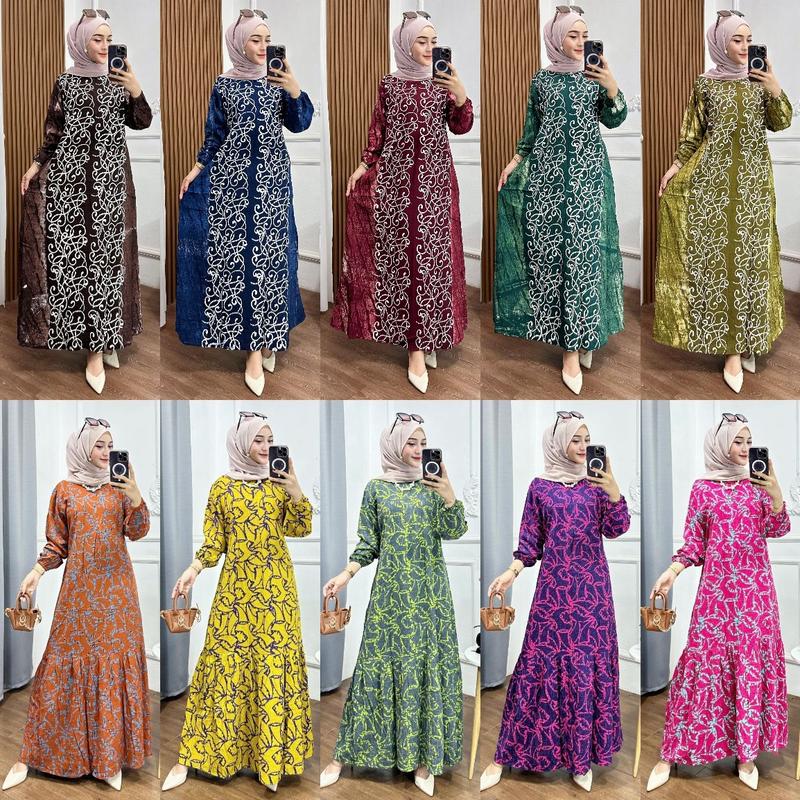 Product Introduction of Gamis Cap - Batik Multi Colour Bahan Rayon Super Jumbo Gamis Kekinian By Batik Cincaro muslim Wanita gaun lebaran kaftan crinkle maxi satin twill vanya hitam 《m》 • black baju brokat kondangan 2024 exclusive Premium 32