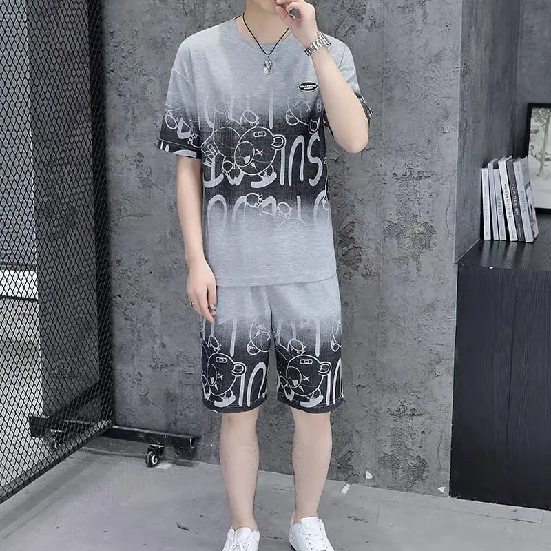 Setelan WHATEVER  SET BAJU DAN celana Pendek Dewasa casual  Motif Cowok Keren  Pria Santai Kaos Panjang Polos Katun