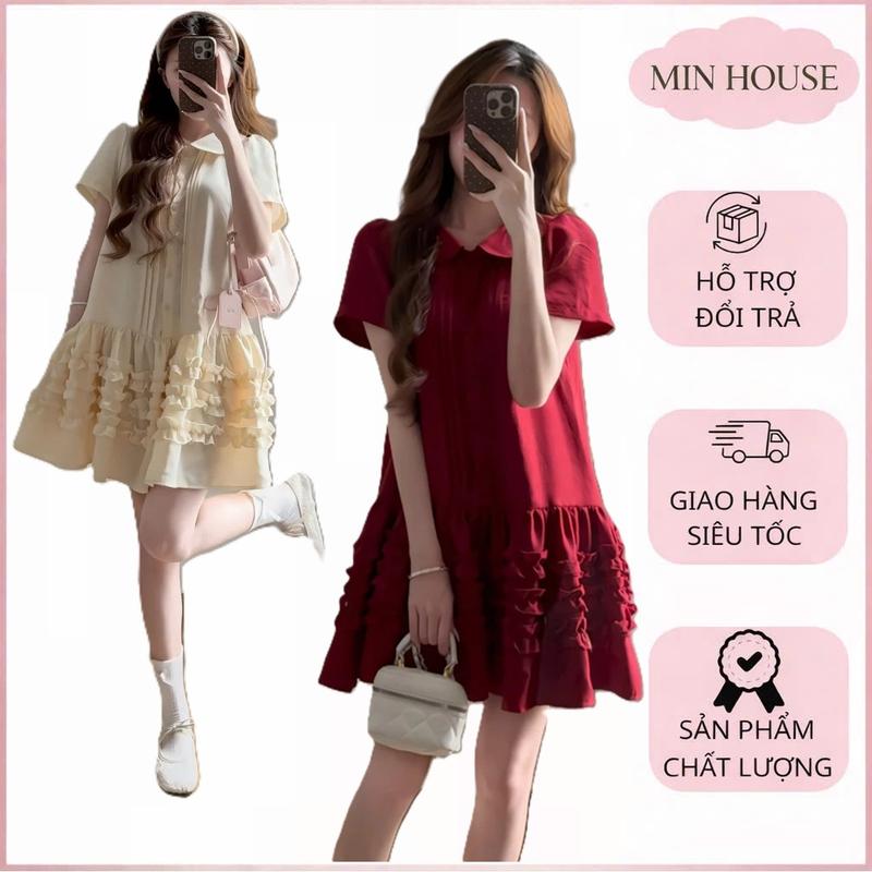 [ TẶNG KẸP TÓC NỮ MÁI ĐƠN HÀNG TRÊN 99K] Váy babydoll form suông xếp ly chất đũi mềm mại phối tay bồng siêu xinh-V65