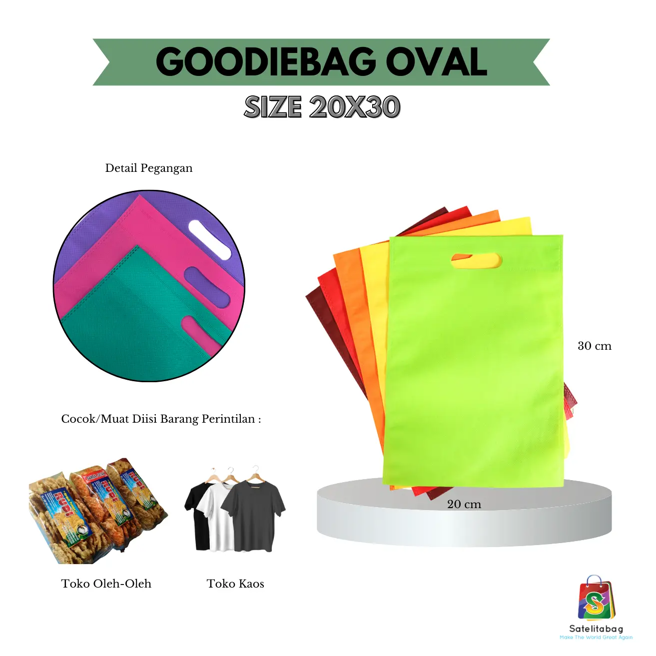 (ISI 20pcs) Tas Goodie bag Souvenir Oval 20x30 Kain