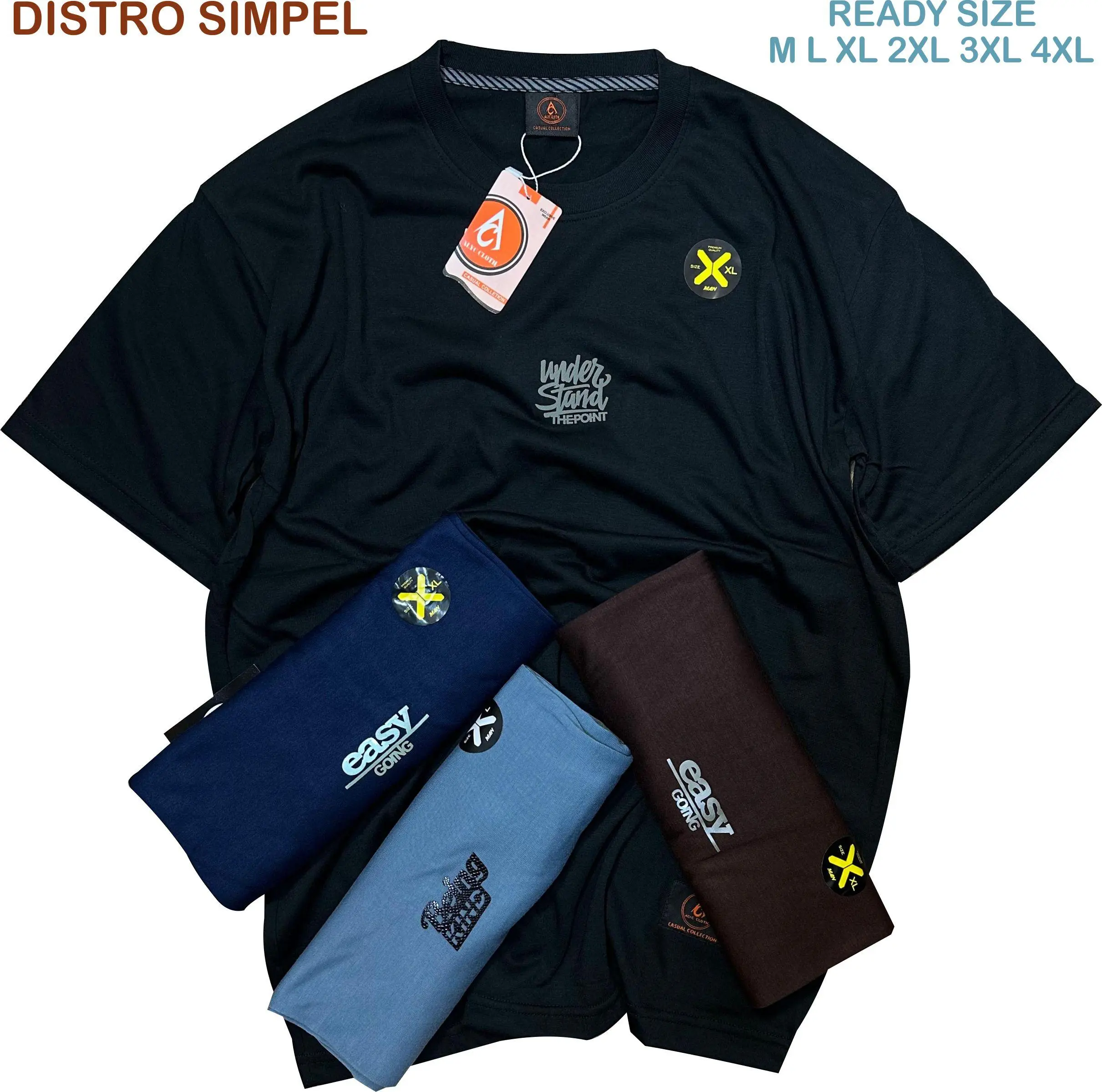 Paket 4 [ EXTRA 1 KAOS ] Kaos Cowok Distro Dewasa MOTIF  SIZE M- L-XL-XXL-XXXL- XXXXL ACAK SEMI Katun 24s Sablon Pendek Oblong Atasan Baju Santai Pria Keren Polos Hitam Surfing kaos Distro