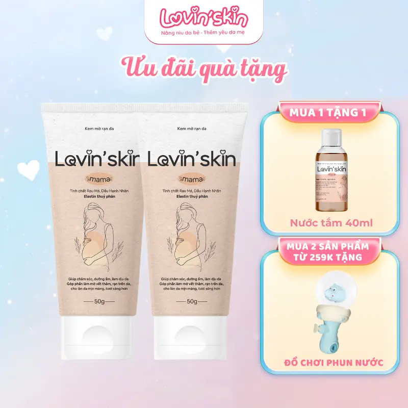 Combo 2 Kem Rạn Da Cho Mẹ Bầu LOVIN'SKIN Mama Giúp Dưỡng Ẩm, Dịu Da, Hỗ Trợ Cải Thiện Thâm, Rạn Da
