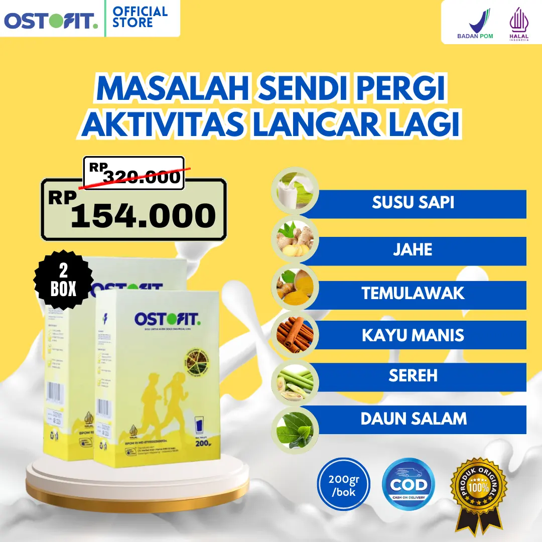 Susu Ostofit 2 Box Original | Minuman Susu Bubuk Murni BPOM HALAL | AKUN RESMI OSTOFIT [Bisa COD]