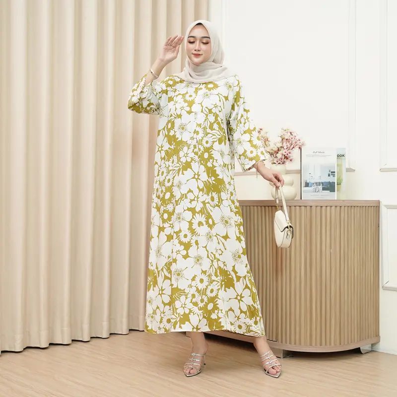 RUN.CO Daster Gamis Kekinian Terbaru Rayon Premium Busui Lengan 3/4 Motif Best Seller 8