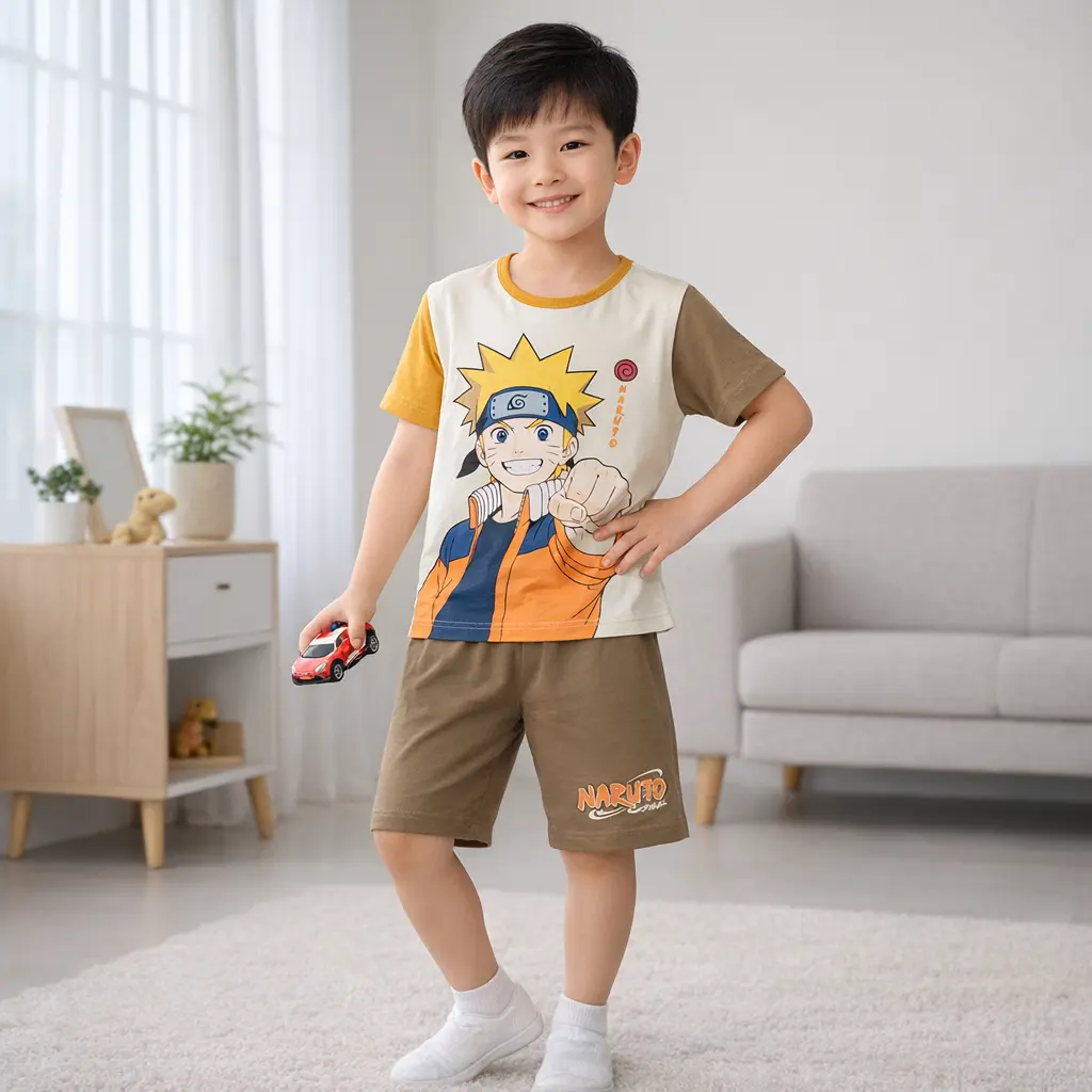 We3 Setelan Baju Anak Cowok Laki Laki  Usia 4-15 Tahun Baju Tidur Harian Fashionable & Nyaman Bahan Katun