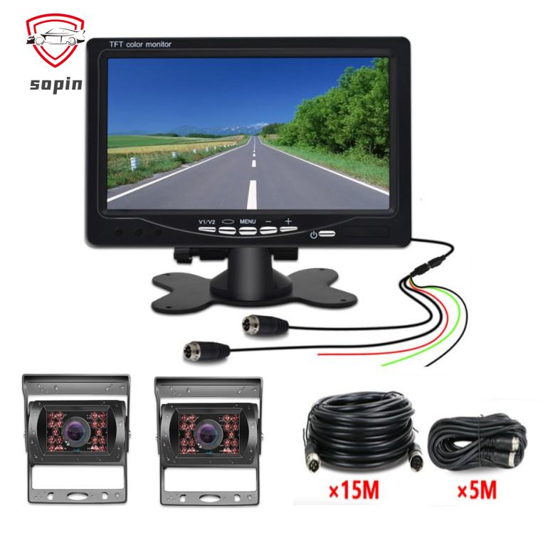 Camera Giám Sát Hình Ảnh Chiếu Hậu, 24V, Thông Dụng Cho Xe Tải Và Xe Buýt Van, Màn Hình Máy Tính Để Bàn 7 Inch, Chống Thấm Nước, Tính Năng Quay Hồi Chuyển