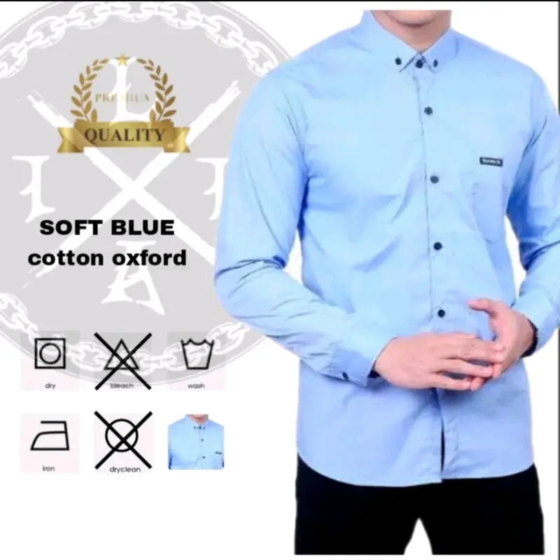 KEMEJA BIRU SOFT LOGO KEMEJA PUTIH LENGAN PANJANG KEMEJA HITAM Polos Hitam Katun 4