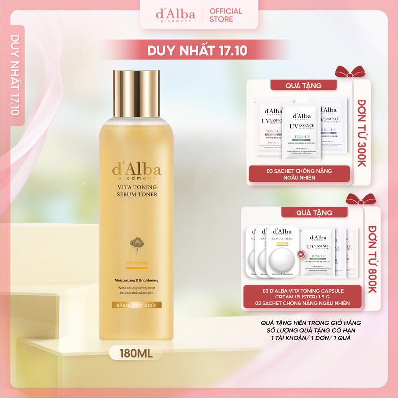 Toner Serum d'Alba Vita Toning Serum Hỗ Trợ Cải Thiện Lỗ Chân Lông Dưỡng Da Cấp Ẩm Sâu 180ml