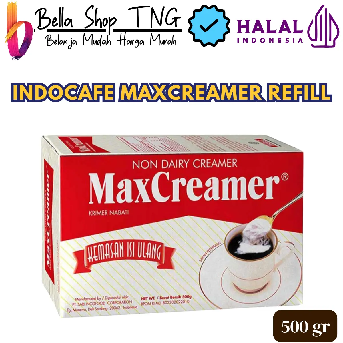 Indocafe MaxCreamer refill pack / jar 200 - 450 - 500 gr