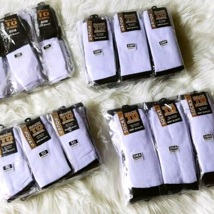 Kaos kaki sekolah SD SMP SMA warna hitam putih Fashion back to school 2