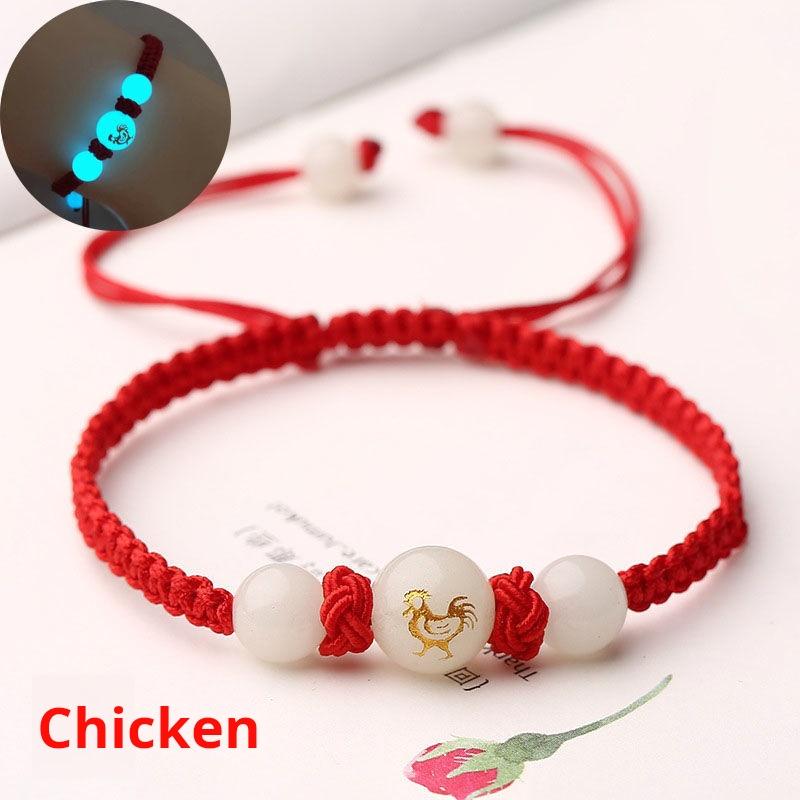 Product Introduction of Women's bracelet, red rope luminous bracelet, luminous stone luminous gemstone 12 zodiac woven bracelet, couple bracelet for men and women, bring it for safety. nazar  bracelet chinese jewelry year snake red  string  bracelet 24