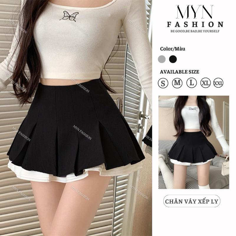 Chân Váy Xếp Ly Xoè Phối Viền Trắng Khóa Kéo 2 Lớp Dày Dặn Chân Váy Tennis Dáng Xòe Tiểu Thư Phối Viền Trắng Sang Chảnh