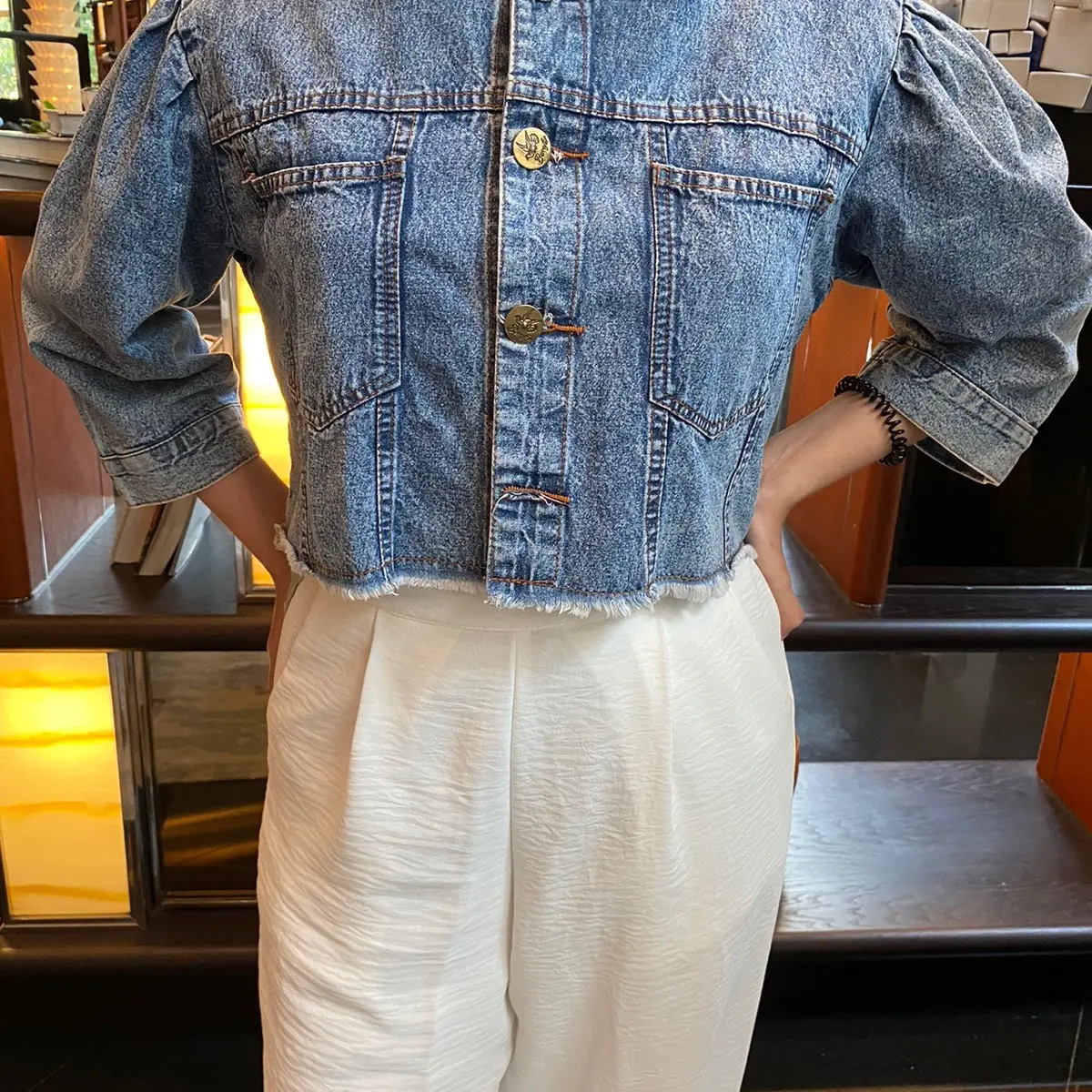 Denim Jacket Crop Wanita Jeans