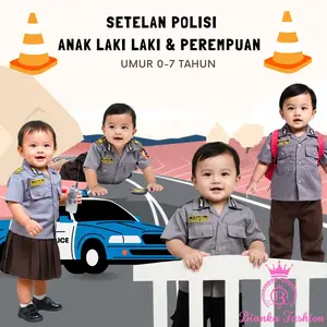 Bianka Fashion - Seragam Polisi Anak 0-6 Tahun Baju Profesi Cosplay Bayi TK Paud Perempuan Laki-Laki