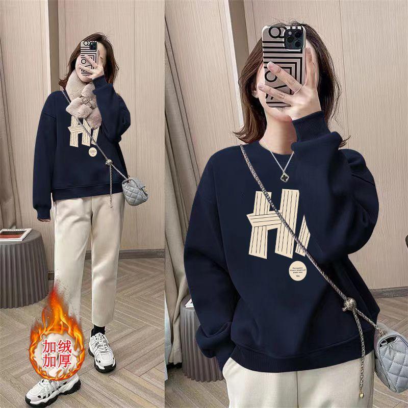 Product Introduction of Áo Cho Nữ, Áo Nỉ Cotton Nguyên Chất Mới Cho Mùa Thu Và Mùa Đông, Nhung Cáo Bạc Dày Dặn, Cổ Tròn Dáng Rộng In Họa Tiết Cao Cấp, Áo Giảm Béo Cho Nữ 16