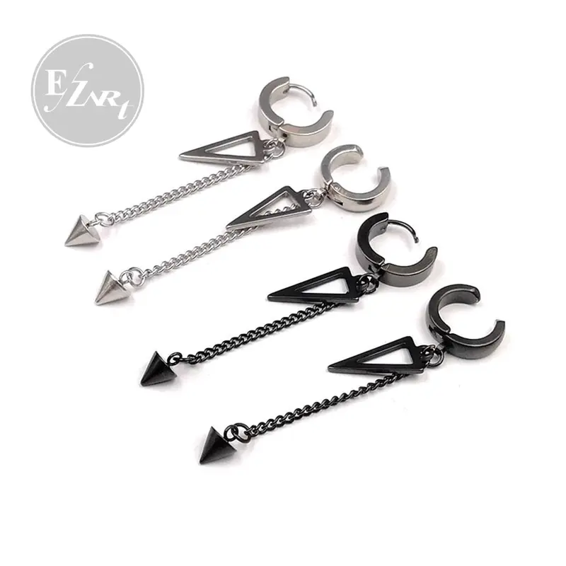 1Pc EZ-AAG ANTING KOREA JEPIT / TUSUK SEGITIGA SPIKE TRIANGLE SILVER STAINLESS STEEL PRIA WANITA KPOP PUNK ROCK 3