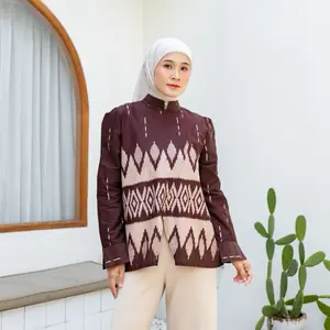 Lolita Blouse - Atasan Batik Wanita Kerja Blouse Batik Kebaya Janggan Terbaru Bahan Katun Motif Songket