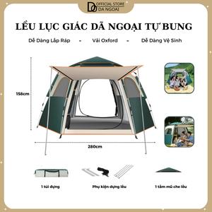 Lều Cắm Trại, Lều Dã NgoạiTự Bung 4-6 Người Chống Nước Chống Tia Tử Ngoại KT 2m8x2m8 - Lều Cắm Trại Du Lịch Nam Cao Su  Camping Phụ Kiện nhà  lều shelter  camping  tent
