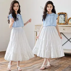 Lunna Korea Skirt 2522 Anak Perempuan 3-15Y Putih Ruffle Dress Bagus Model Skirt 2522 Bahan Shakila Warna Putih Fitur Ruffle Cocok Sehari-hari atau Acara Khusus