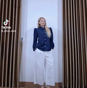 Kemeja Tangan Panjang Wanita Navy