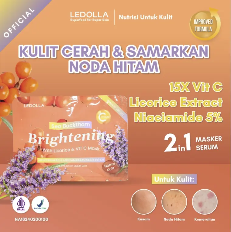 Le d'olla Serum Masker Muka Mugwort & Cica (Acne) Le Dolla Masker Muka Serum Salmon DNA (Glowing) Le De olla Masker Muka Serum Sea Buckthorn (Brightening) 5