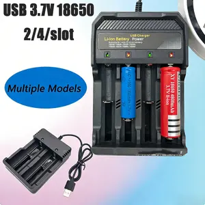 Pengisi Daya Baterai USB 3.7V 18650 2/4Slot Pengisian Cepat 2A Universal Lithium Li-Ion USB Plug Alat Pengisi Daya