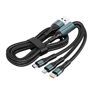 Paketan Kabel Data Multifungsional PS-90 - Cepat Pengisian Daya & Transfer Data untuk Ponsel Tablet & Perangkat USB Kompatibel Type-C iPhone Micro USB cord charger pelindung